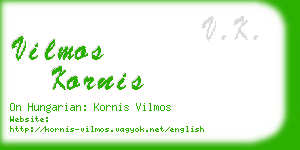 vilmos kornis business card